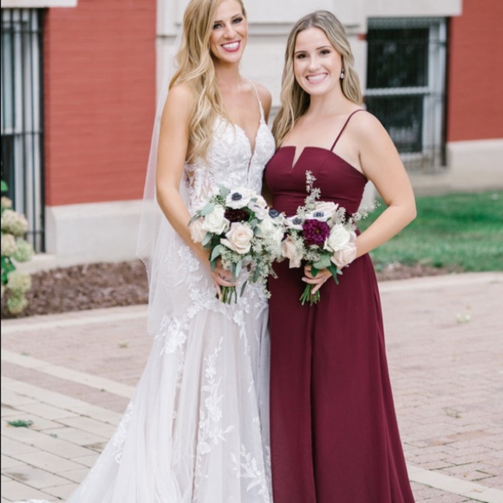 Azazie Bridesmaid Dress in Cabernet Size 8